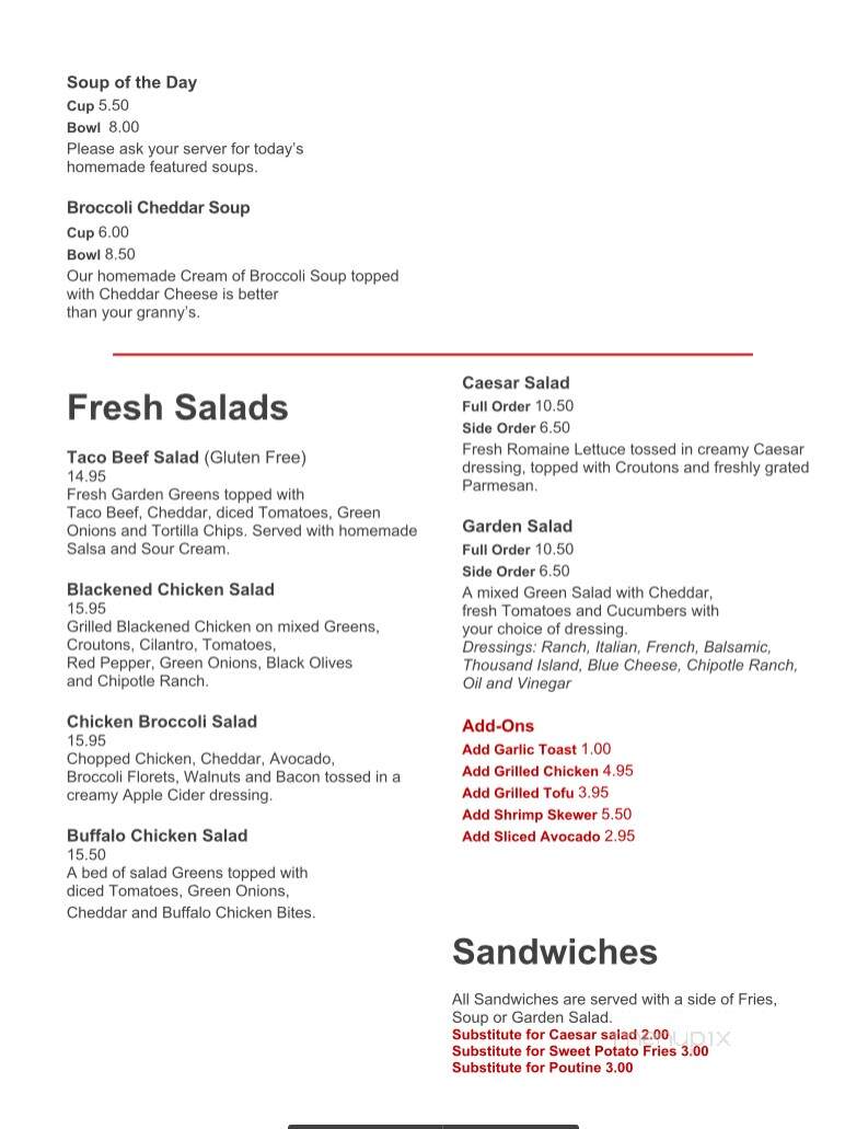 Fargos On Capilano - Edmonton, AB menu_pic
