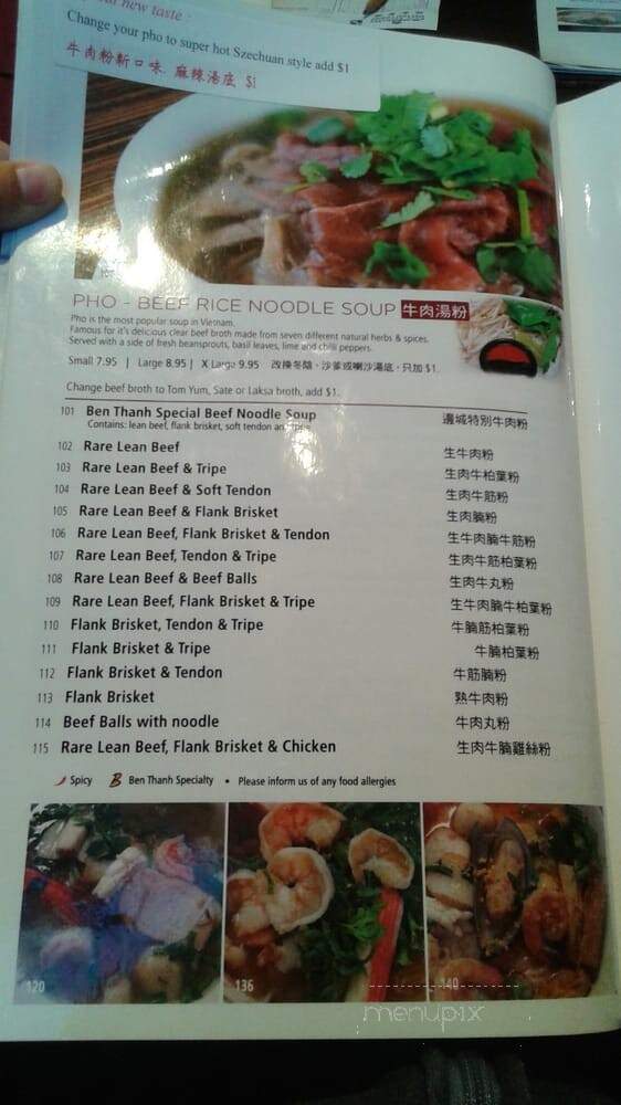 Ben Thanh Viet Thai Restaurant - Hamilton, ON menu_pic