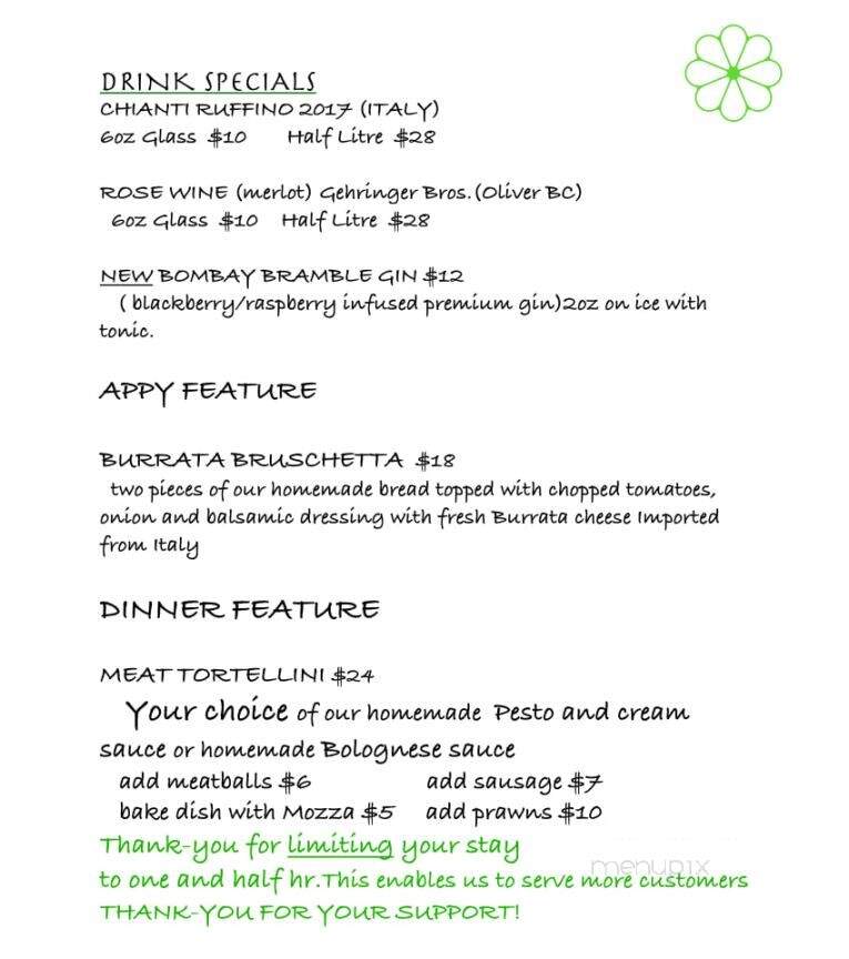 Mamma Rosa's Authentic Italian Restaurant - Kelowna, BC menu_pic