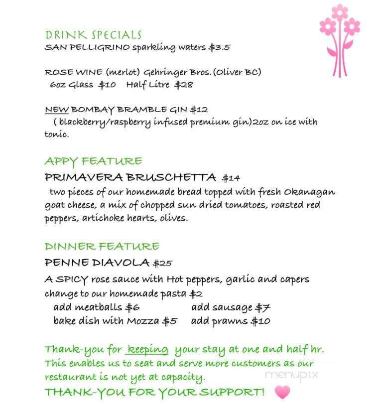 Mamma Rosa's Authentic Italian Restaurant - Kelowna, BC menu_pic