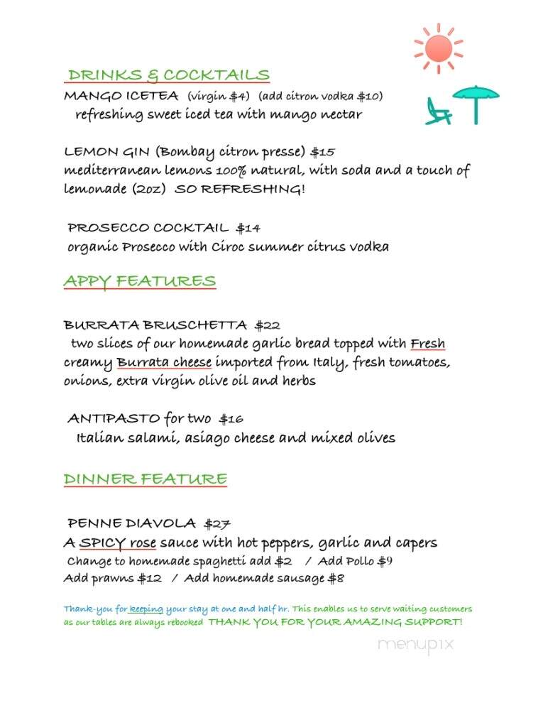 Mamma Rosa's Authentic Italian Restaurant - Kelowna, BC menu_pic