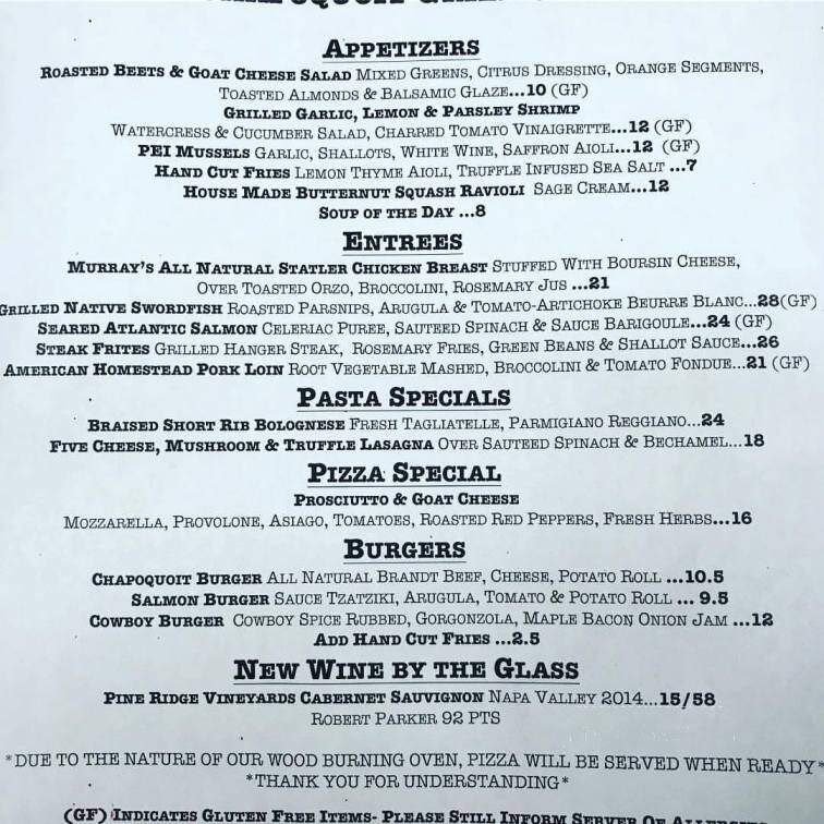 Chapoquoit Grill - Falmouth, MA menu_pic