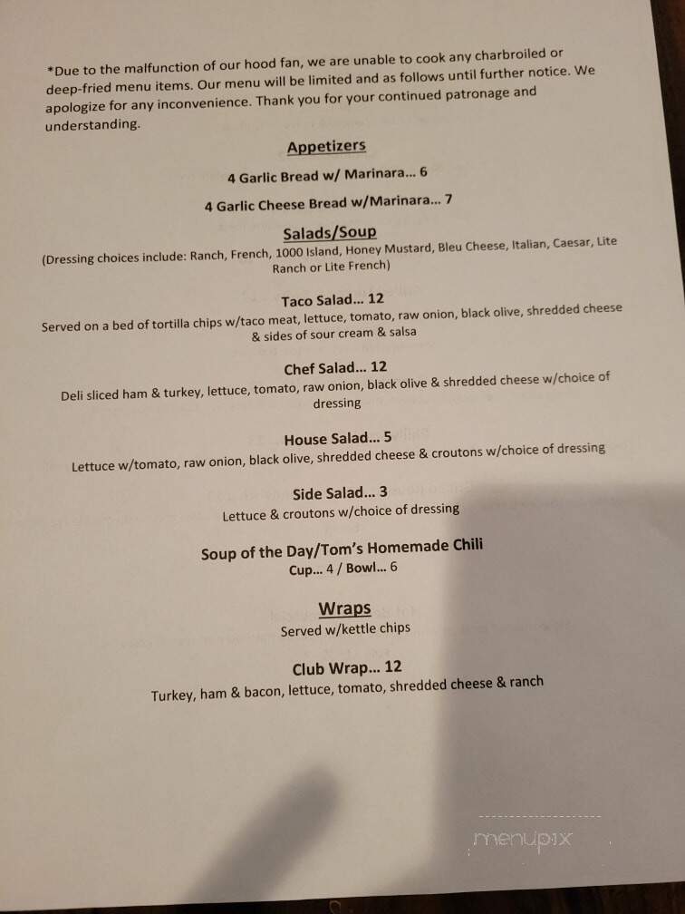 Old Town Tavern - Morristown, MN menu_pic