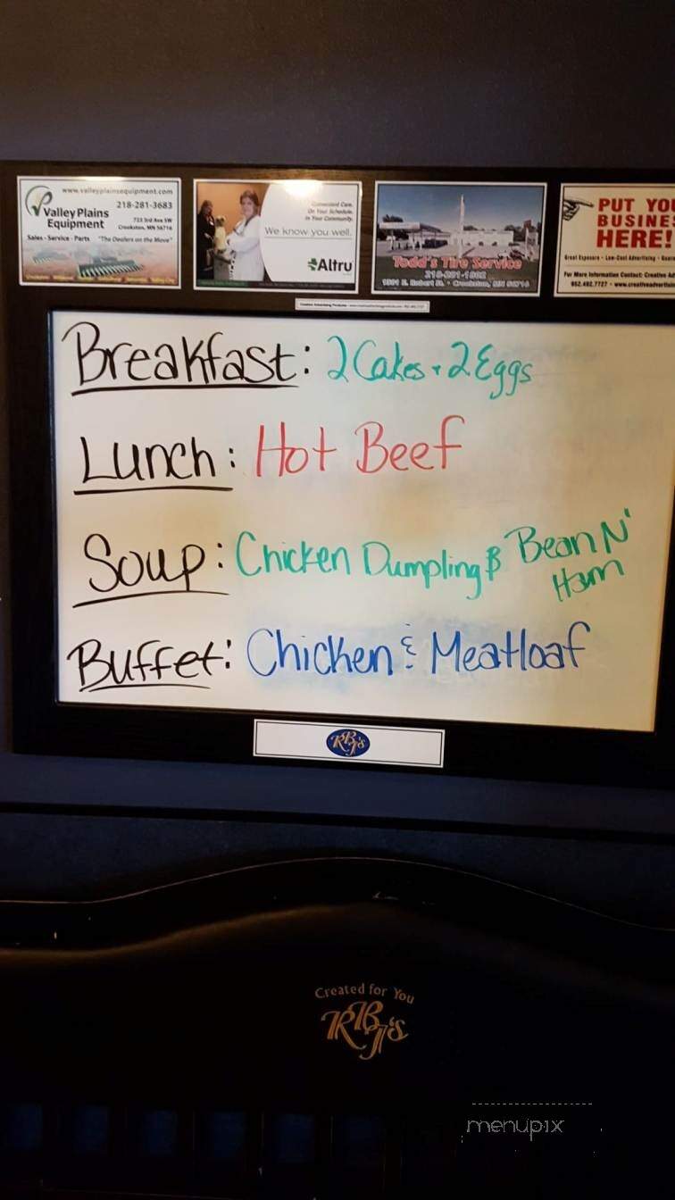 R B J's Restaurant - Crookston, MN menu_pic