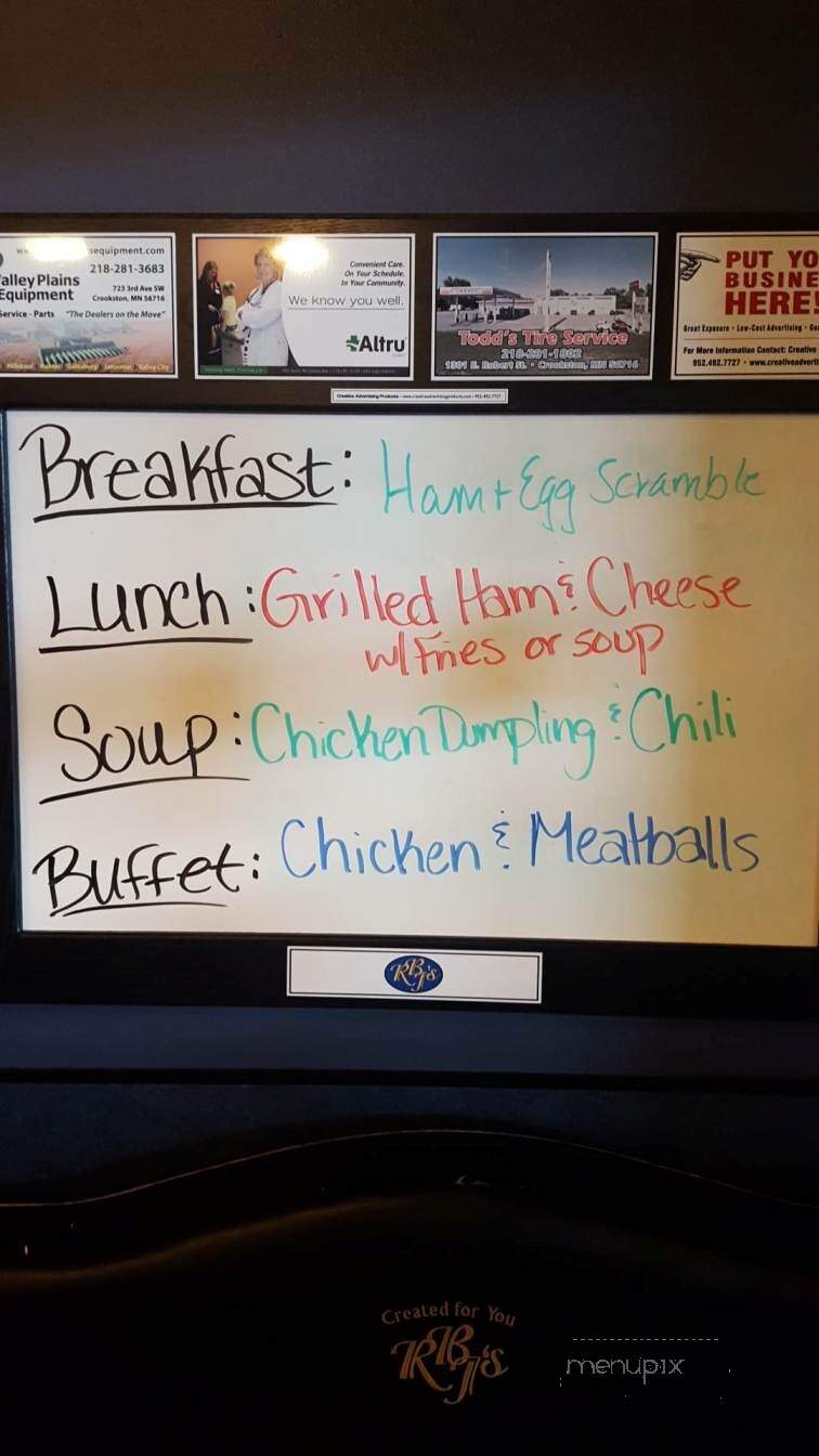 R B J's Restaurant - Crookston, MN menu_pic