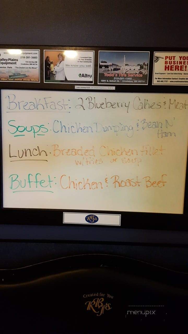R B J's Restaurant - Crookston, MN menu_pic