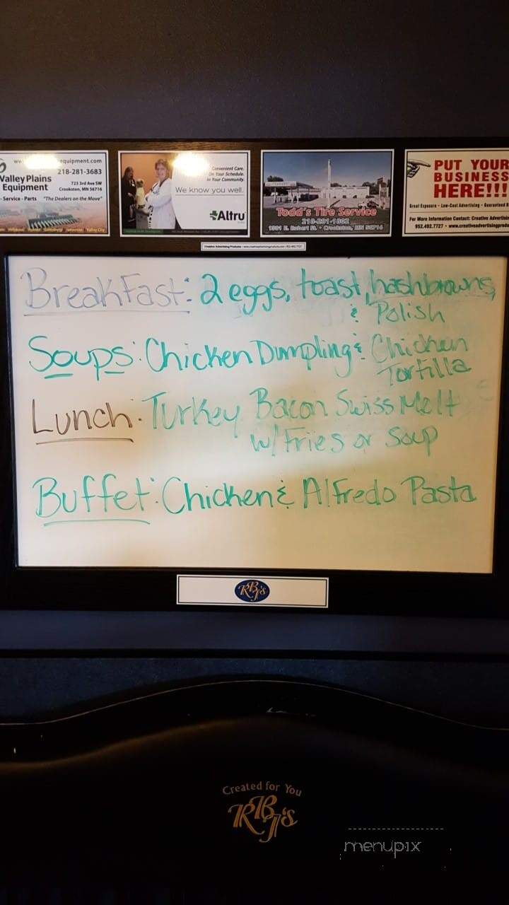 R B J's Restaurant - Crookston, MN menu_pic