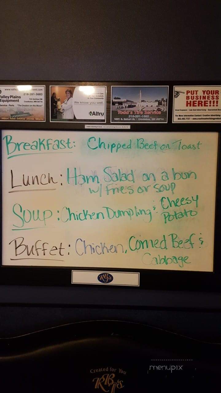 R B J's Restaurant - Crookston, MN menu_pic