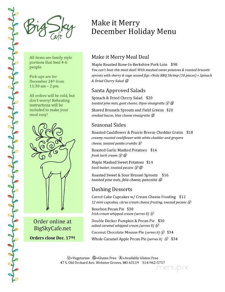 Big Sky Cafe - Webster Groves, MO menu_pic