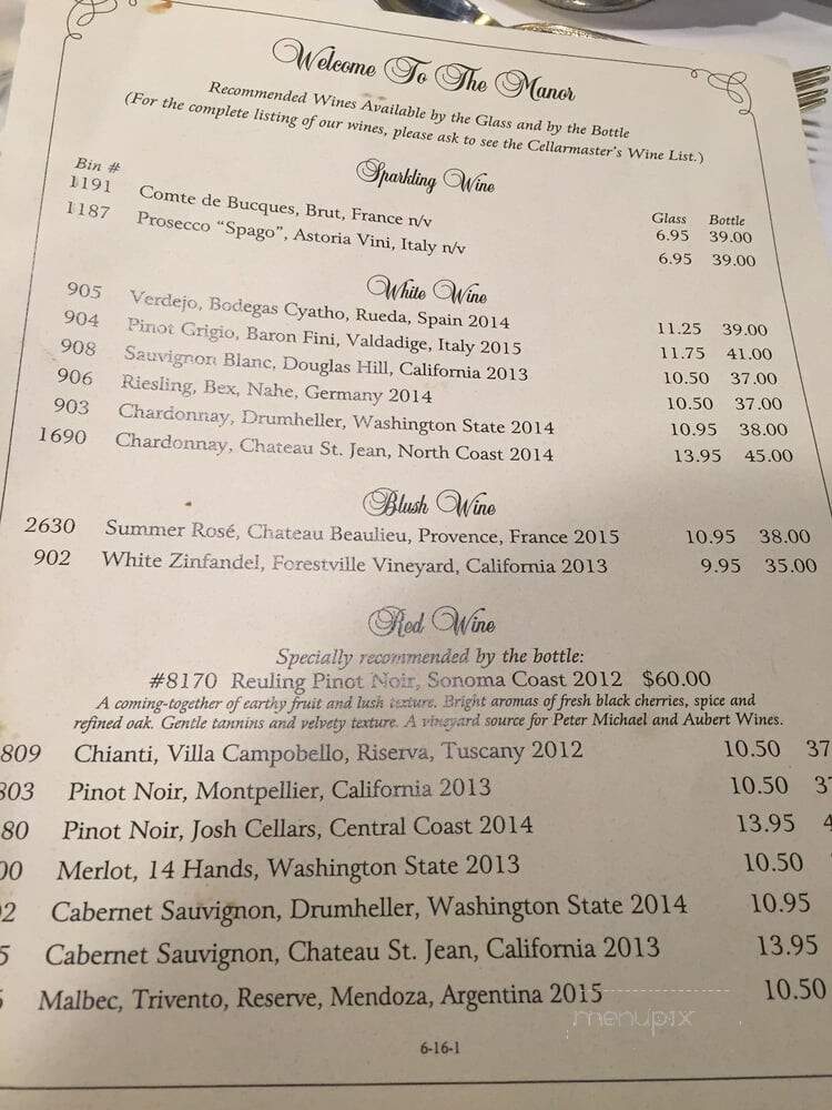 Manor - West Orange, NJ menu_pic