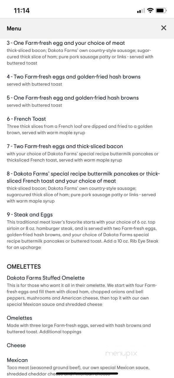 Dakota Farms Family Restaurant - Mandan, ND menu_pic