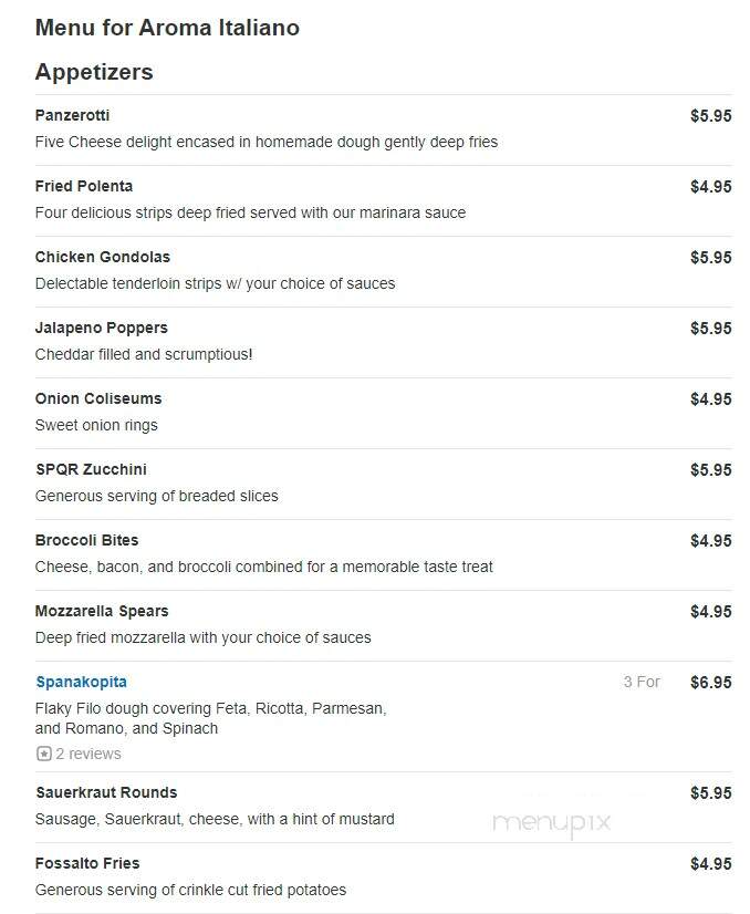 Aroma Italiano - Latrobe, PA menu_pic