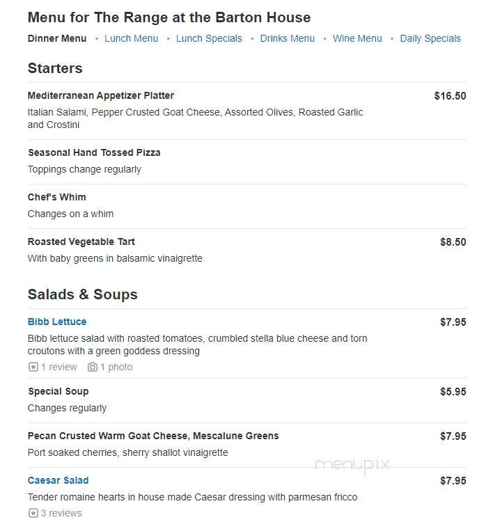 Range At The Barton House - Salado, TX menu_pic