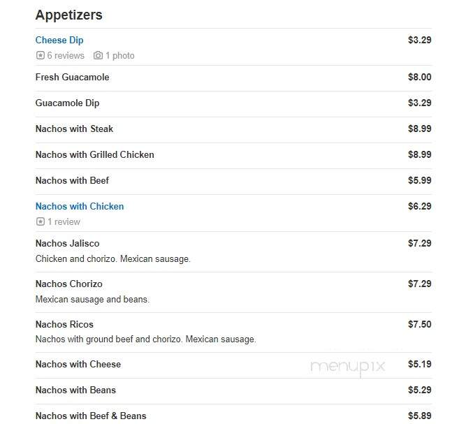 Rico's Mexican Restaurant - Midlothian, VA menu_pic