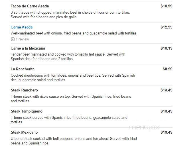 Rico's Mexican Restaurant - Midlothian, VA menu_pic