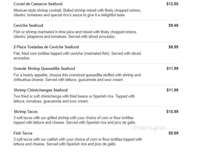 Rico's Mexican Restaurant - Midlothian, VA menu_pic