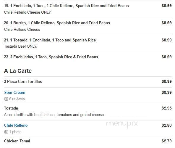 Rico's Mexican Restaurant - Midlothian, VA menu_pic