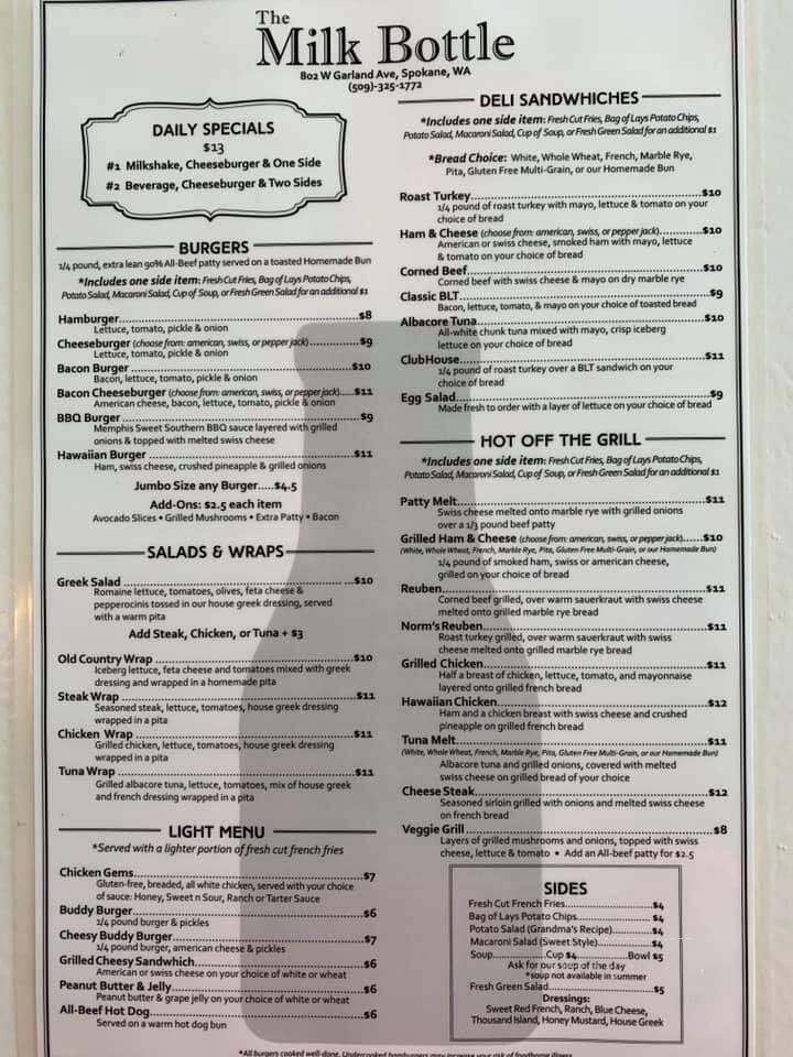 Milk Bottle Milk Bottle - Spokane, WA menu_pic