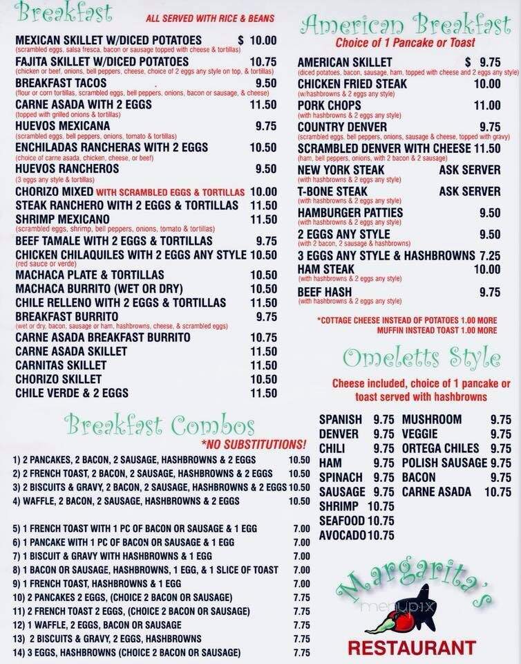 Margarita's Family Restaurant - San Diego, CA menu_pic