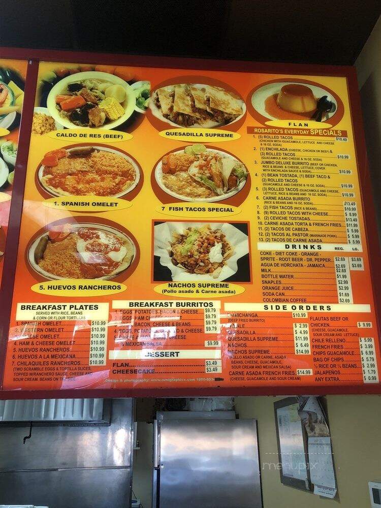 Rosarito's Mexican Food - Lakeside, CA menu_pic