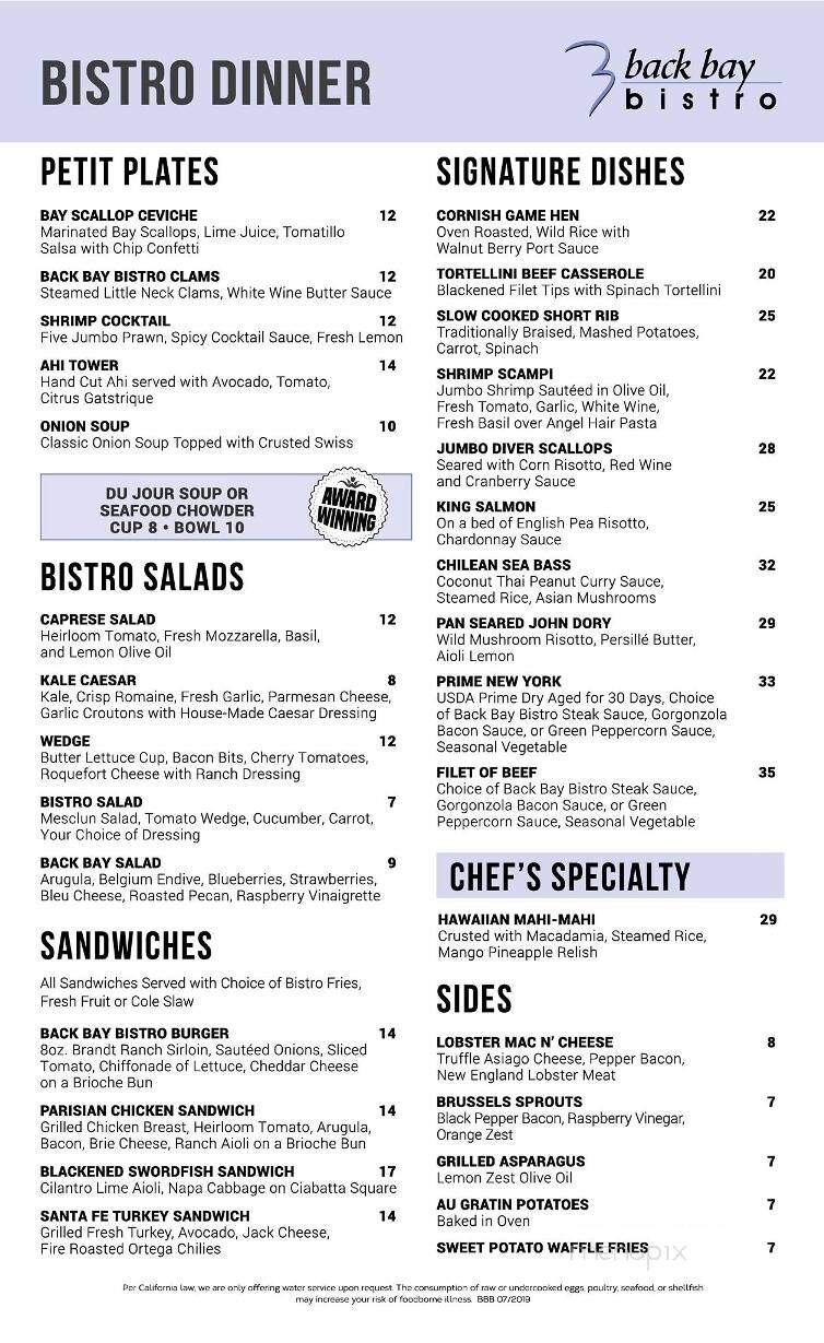 Back Bay Cafe - Newport Beach, CA menu_pic