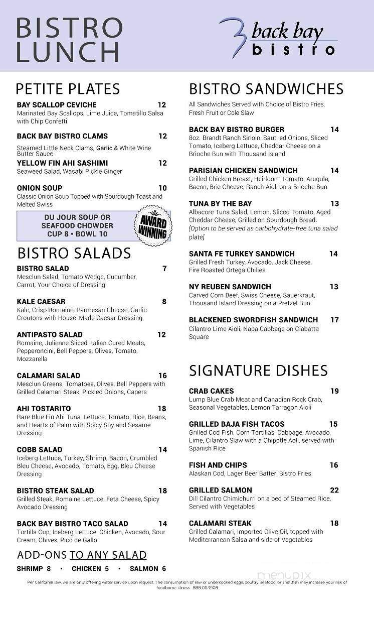 Back Bay Cafe - Newport Beach, CA menu_pic