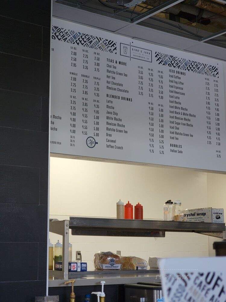 Gino's Java Juice - Sacramento, CA menu_pic