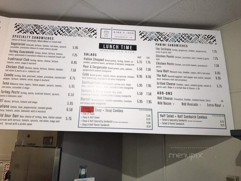 Gino's Java Juice - Sacramento, CA menu_pic