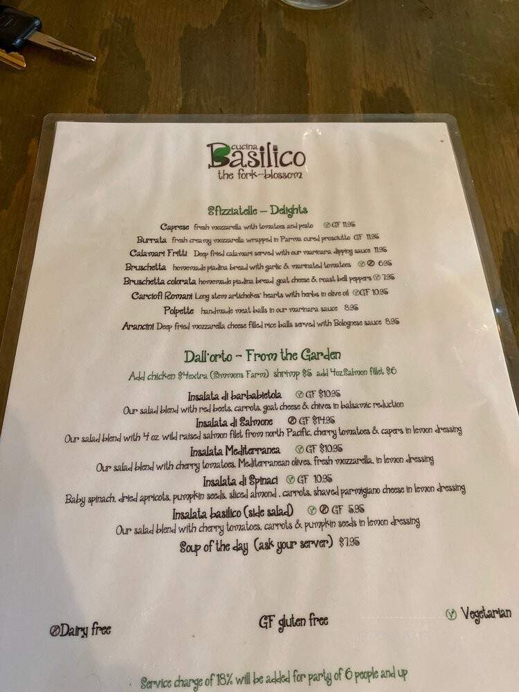 Cucina Basilico - La Mesa, CA menu_pic