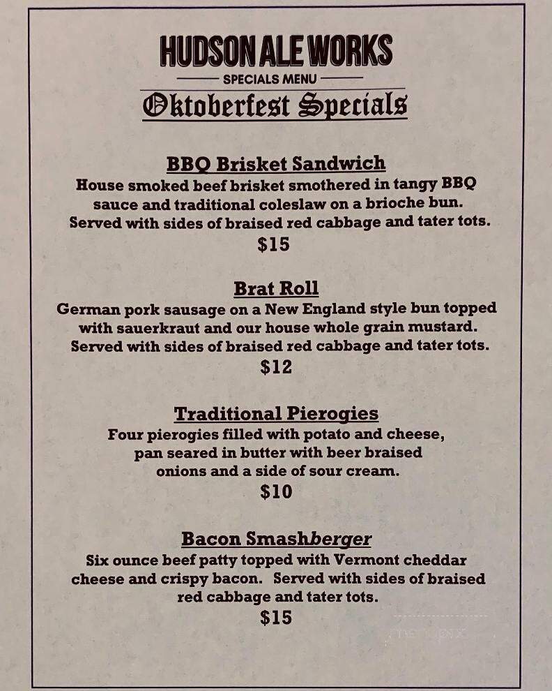 Hudson Ale Works - Highland, NY menu_pic