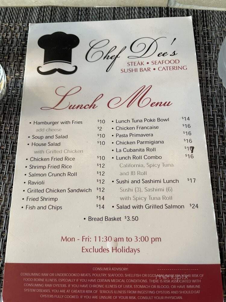 Chef Dee's - Lighthouse Point, FL menu_pic