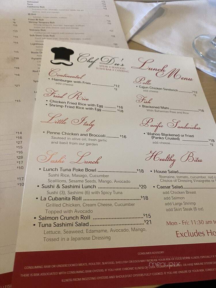 Chef Dee's - Lighthouse Point, FL menu_pic