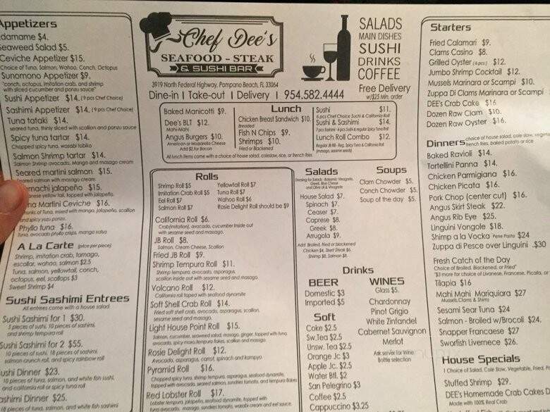 Chef Dee's - Lighthouse Point, FL menu_pic