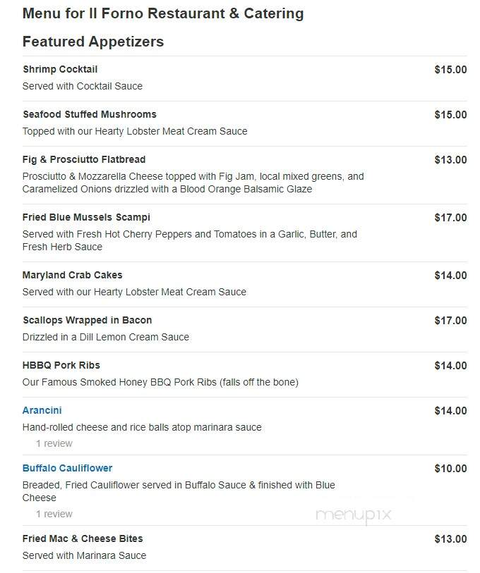 Il Forno - Littleton, MA menu_pic