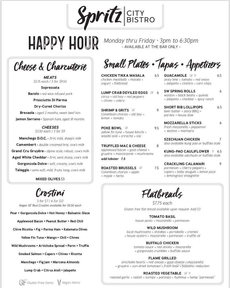 Spritz City Bistro - Stuart, FL menu_pic