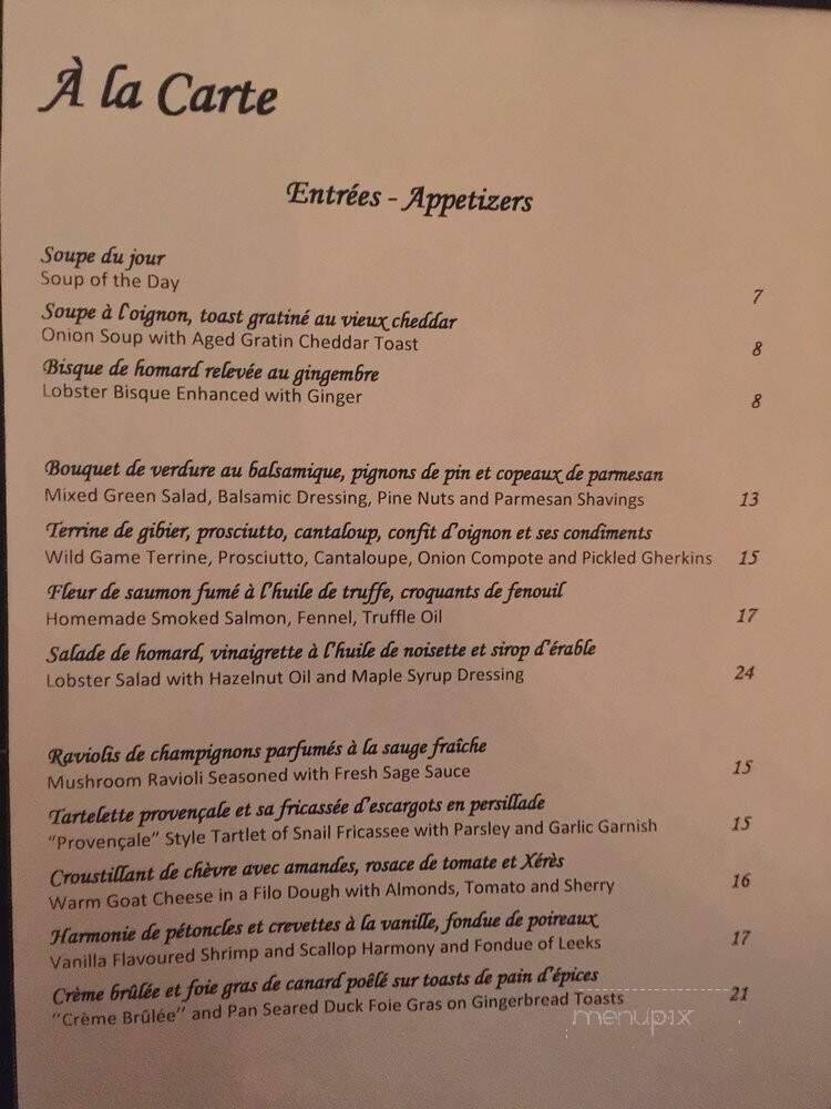 Restaurant Bonaparte - Montreal, QC menu_pic