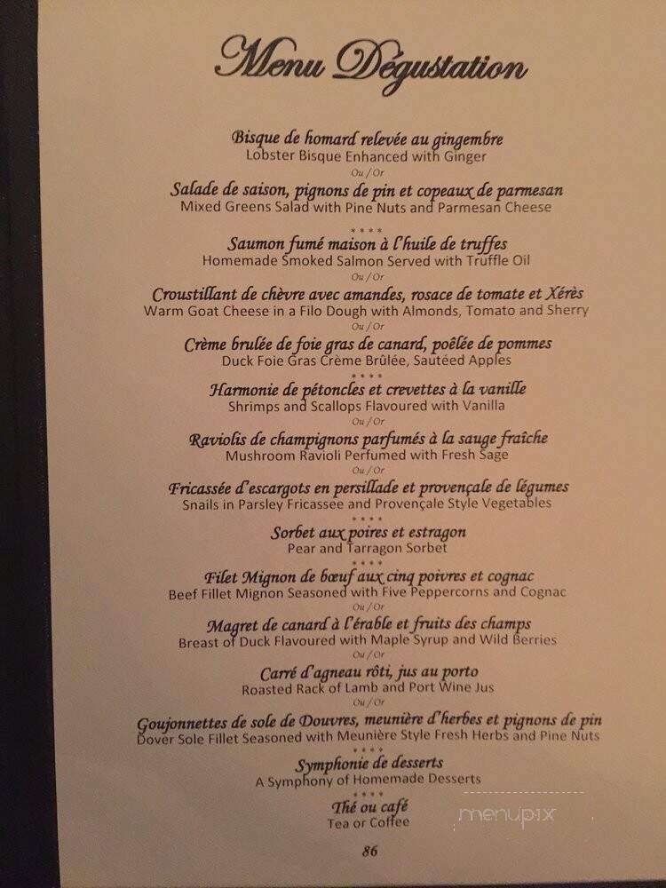 Restaurant Bonaparte - Montreal, QC menu_pic