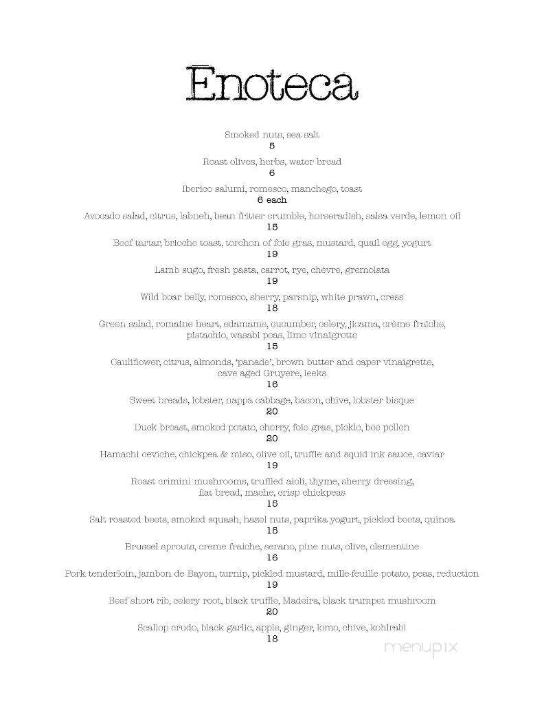 Enoteca - Winnipeg, MB menu_pic