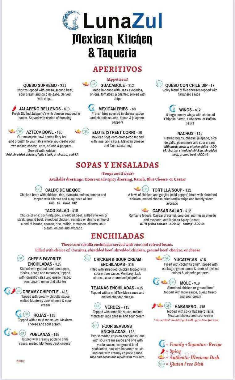LunaZul - Hampstead, MD menu_pic