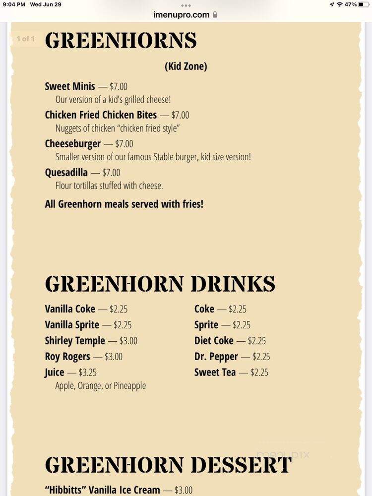 The Stable - Farmersville, TX menu_pic