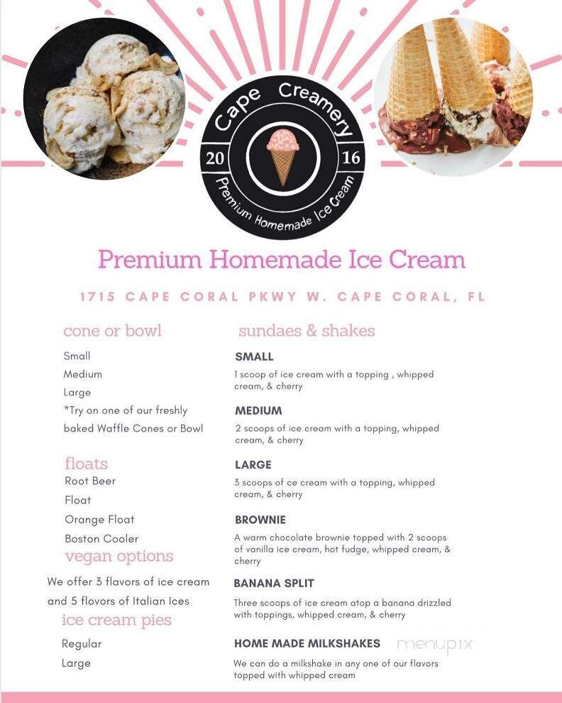 Cape Creamery - Cape Coral, FL menu_pic