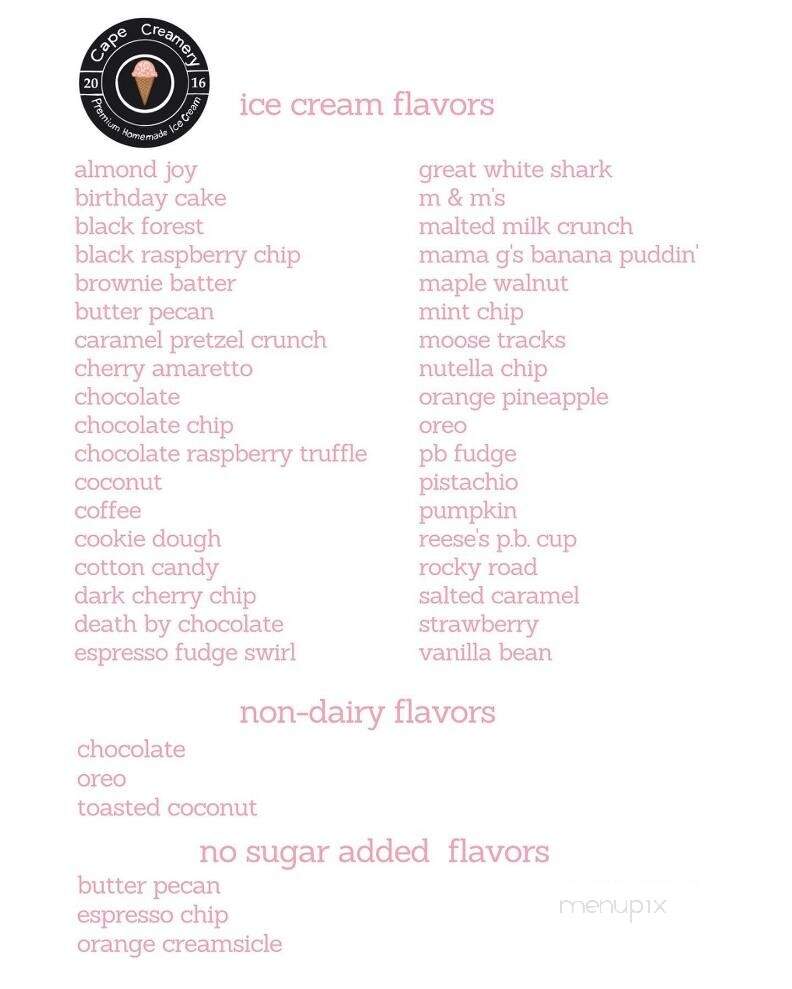 Cape Creamery - Cape Coral, FL menu_pic