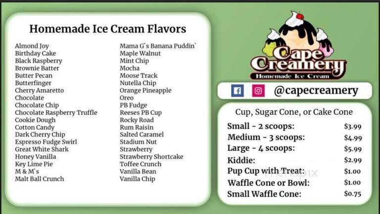 Cape Creamery - Cape Coral, FL menu_pic