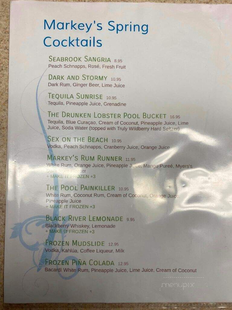 Markys Lobster Pool - Seabrook, NH menu_pic