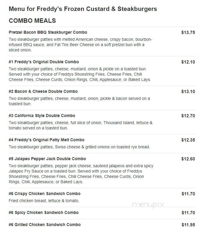 Freddy's Frozen Custard & Steakburgers - Cleveland, TN menu_pic