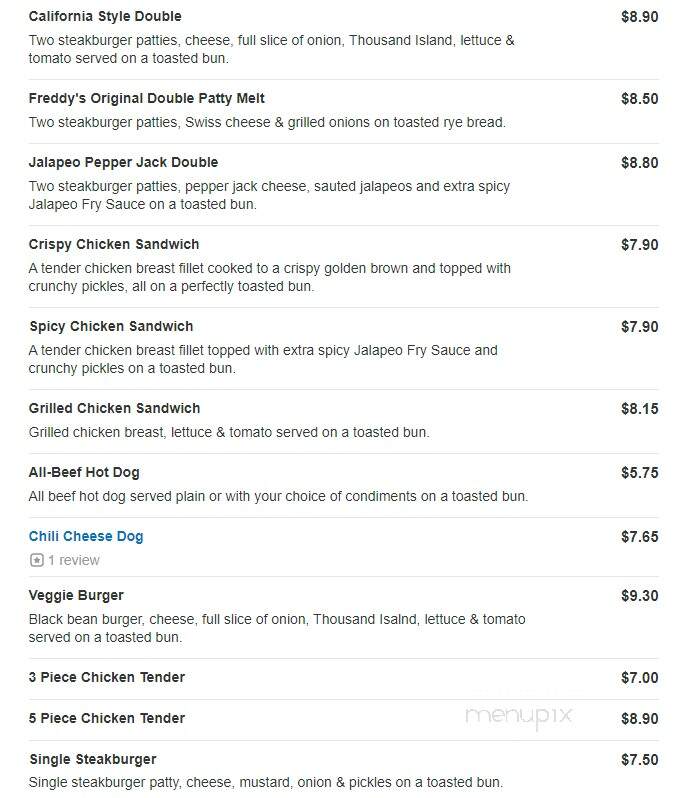 Freddy's Frozen Custard & Steakburgers - Cleveland, TN menu_pic