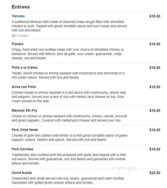 Mexicali Cantina Grill - Swampscott, MA menu_pic