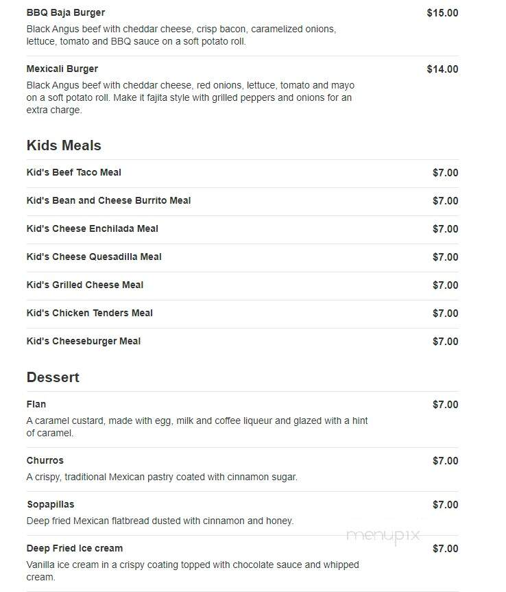 Mexicali Cantina Grill - Swampscott, MA menu_pic