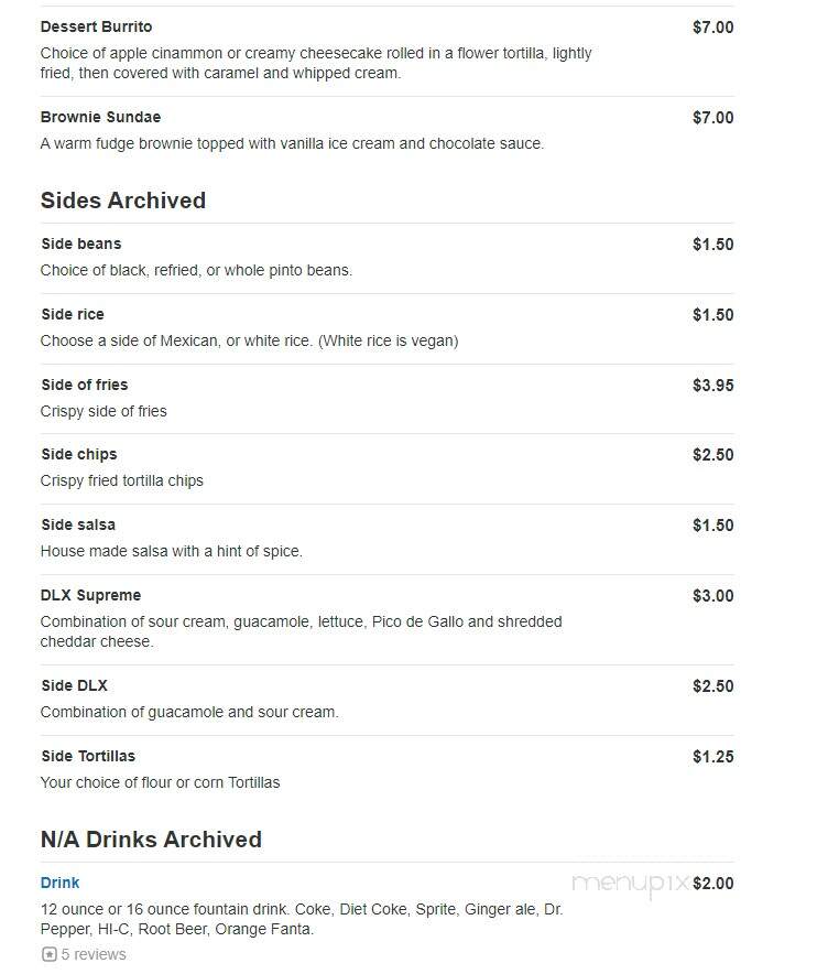 Mexicali Cantina Grill - Swampscott, MA menu_pic