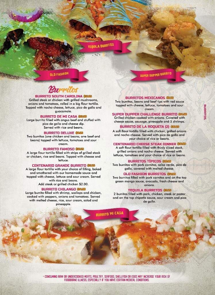 El centenario restaurant Mexican - Greenwood, SC menu_pic
